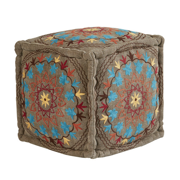 Round Upholstered Storage Pouf-Rose